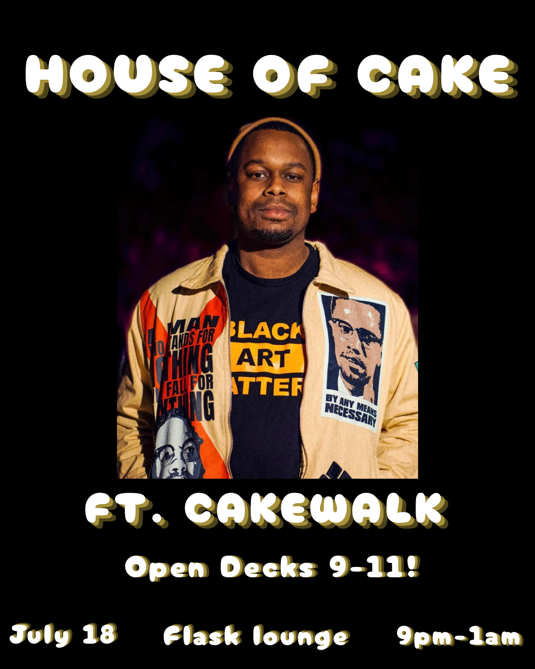 House of Cake flyer for Flask Lounge.