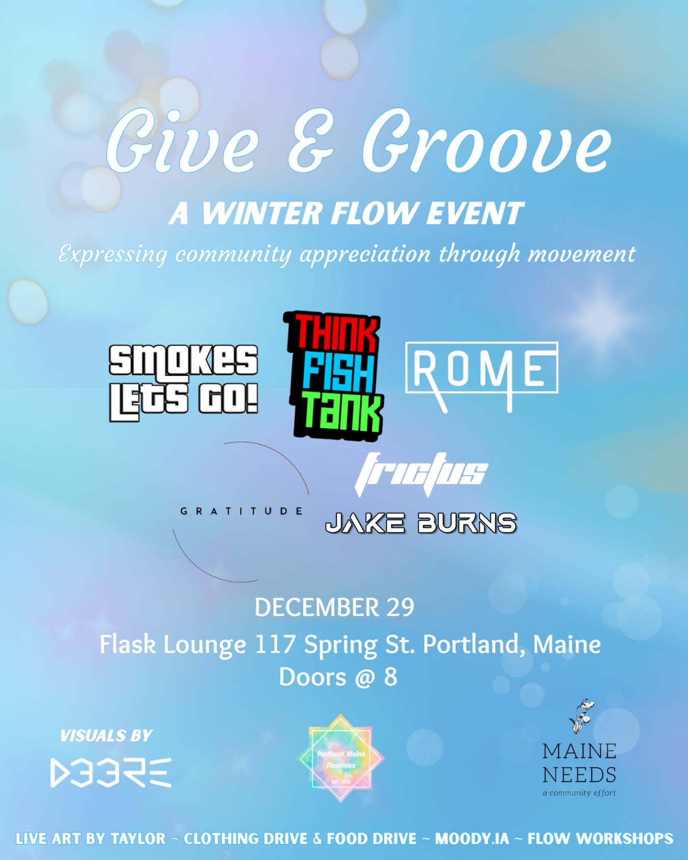 give-and-groove flyer for flask lounge