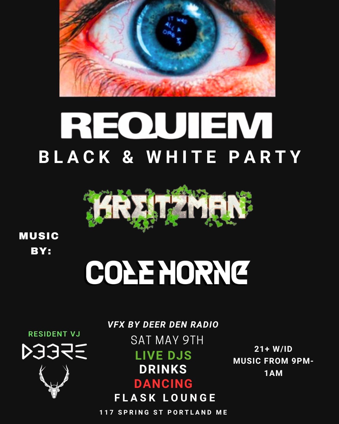 Requiem Black & White Party at Flask Lounge Portland Maine